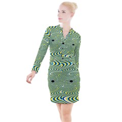 Illusion Idea Head Irritation Button Long Sleeve Dress