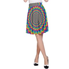 Psychedelic Colours Vibrant Rainbow A-line Skirt