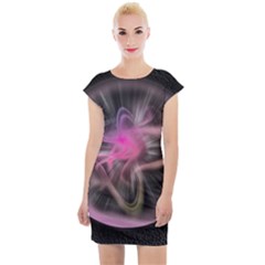 Stress Fractal Round Ball Light Cap Sleeve Bodycon Dress