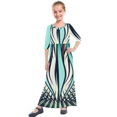 Retro Illusion Canvas Night Kids  Quarter Sleeve Maxi Dress