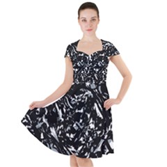 Dark Abstract Print Cap Sleeve Midi Dress