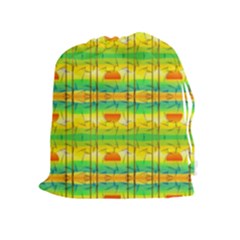 Birds Beach Sun Abstract Pattern Drawstring Pouch (xl) by Pakrebo