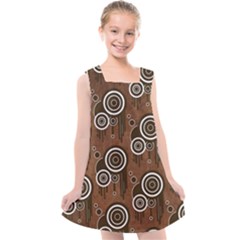 Abstract Background Brown Swirls Kids  Cross Back Dress