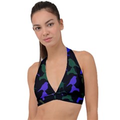 Bird Watching - Dark Colorful Halter Plunge Bikini Top by WensdaiAmbrose