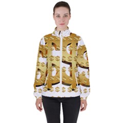 Dollar Money Gold Finance Sign Women s High Neck Windbreaker by Mariart