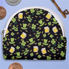 St Patricks Day Pattern Horseshoe Style Canvas Pouch by Valentinaart