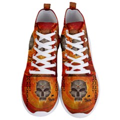 Awesome Skull With Celtic Knot With Fire On The Background Men s Lightweight High Top Sneakers by FantasyWorld7