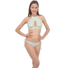 St Patricks Day Pattern Cross Front Halter Bikini Set by Valentinaart