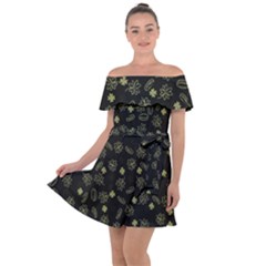 St Patricks Day Pattern Off Shoulder Velour Dress