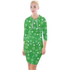 St Patricks Day Pattern Quarter Sleeve Hood Bodycon Dress by Valentinaart