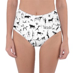 Petroglyph Runic Cavemen Nordic Black Paleo Drawings Pattern Reversible High-waist Bikini Bottoms by snek