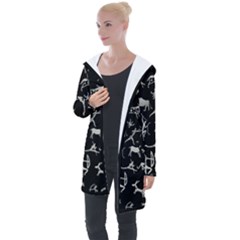 Petroglyph Nordic Beige And Black Background Petroglyph Nordic Beige And Black Background Longline Hooded Cardigan by snek