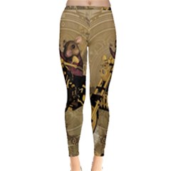 Funny Cute Mouse On A Motorcycle Inside Out Leggings