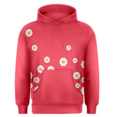 Flowers White Daisies Pattern Red Background Flowers White Daisies Pattern Red Bottom Men s Pullover Hoodie by genx