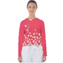 Flowers White Daisies Pattern Red Background Flowers White Daisies Pattern Red Bottom Women s Slouchy Sweat View1