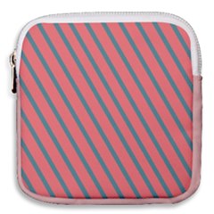 Living Coral Diagonal Stripes Mini Square Pouch by LoolyElzayat