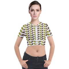 Leaf Plant Pattern Seamless Short Sleeve Cropped Jacket by Pakrebo