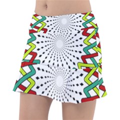 Round Star Colors Illusion Mandala Tennis Skirt