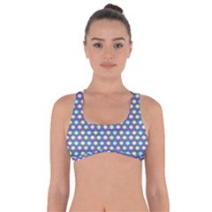 Deep Blue Hemp Pattern Flowers Got No Strings Sports Bra by Pakrebo