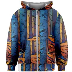 Woods Trees Abstract Scene Forest Kids  Zipper Hoodie Without Drawstring by Pakrebo