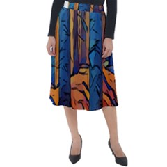 Woods Trees Abstract Scene Forest Classic Velour Midi Skirt 