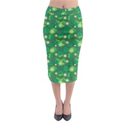 Leaf Clover Star Glitter Seamless Midi Pencil Skirt by Pakrebo