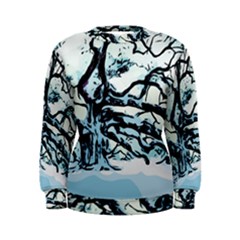 Tree Winter Blue Snow Cold Scene Women s Sweatshirt by Pakrebo