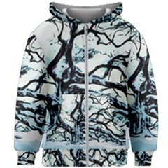 Tree Winter Blue Snow Cold Scene Kids  Zipper Hoodie Without Drawstring by Pakrebo