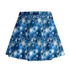 Star Hexagon Blue Deep Blue Light Mini Flare Skirt by Pakrebo