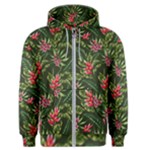 Green leaves and red flowers Men s Zipper Hoodie