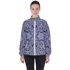 Tile Design Art Mosaic Pattern Women s High Neck Windbreaker