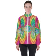 Color Abstract Form Ellipse Bokeh Women s High Neck Windbreaker by Pakrebo