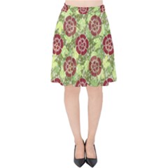 Seamless Pattern Leaf The Pentagon Velvet High Waist Skirt