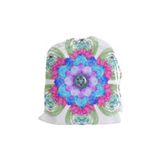 Lotus Flower Bird Metatron S Cube Drawstring Pouch (medium) by Pakrebo