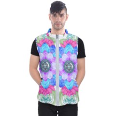 Lotus Flower Bird Metatron S Cube Men s Puffer Vest by Pakrebo