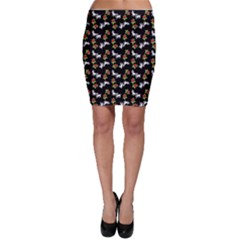 Lamb Pattern Black Bodycon Skirt