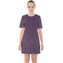 Organic Olive Leaves Pattern Hand drawn Purple Red Wine Sixties Short Sleeve Mini Dress View1