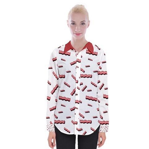 Funny Bacon Slices Pattern Infidel Red Meat Womens Long Sleeve Shirt by genx