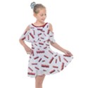 Funny Bacon Slices Pattern infidel red meat Kids  Shoulder Cutout Chiffon Dress View1