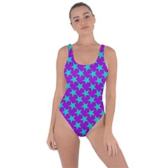 Turquoise Stars Pattern On Purple Bring Sexy Back Swimsuit by BrightVibesDesign