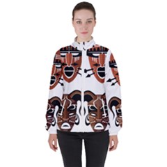 Tribal Masks African Culture Set Women s High Neck Windbreaker