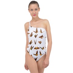 Butterfly Butterflies Insect Swarm Classic One Shoulder Swimsuit by Pakrebo