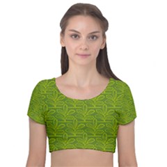 Oak Tree Nature Ongoing Pattern Velvet Short Sleeve Crop Top  by Mariart