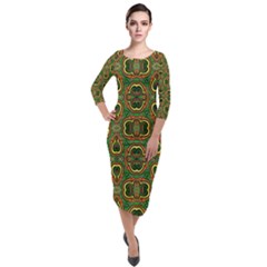 Ml 153 1 Quarter Sleeve Midi Velour Bodycon Dress by ArtworkByPatrick