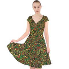 Ml 153 Cap Sleeve Front Wrap Midi Dress by ArtworkByPatrick