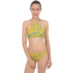 Lemons Ongoing Pattern Texture Racer Front Bikini Set by Mariart