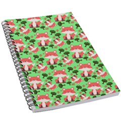 Fox And Trees Pattern Green 5 5  X 8 5  Notebook