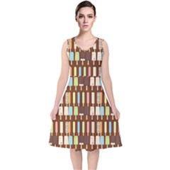 Candy Popsicles Brown V-neck Midi Sleeveless Dress  by snowwhitegirl