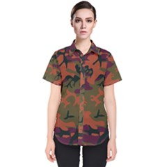 Camouflage Orange Women s Short Sleeve Shirt