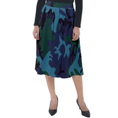 Camouflage Blue Classic Velour Midi Skirt 